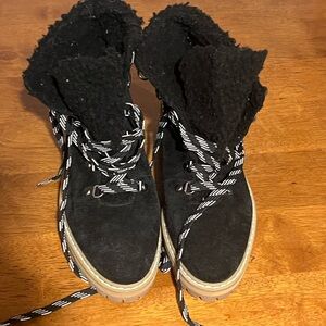 RENVY BLACK SUEDE COMBAT BOOTS